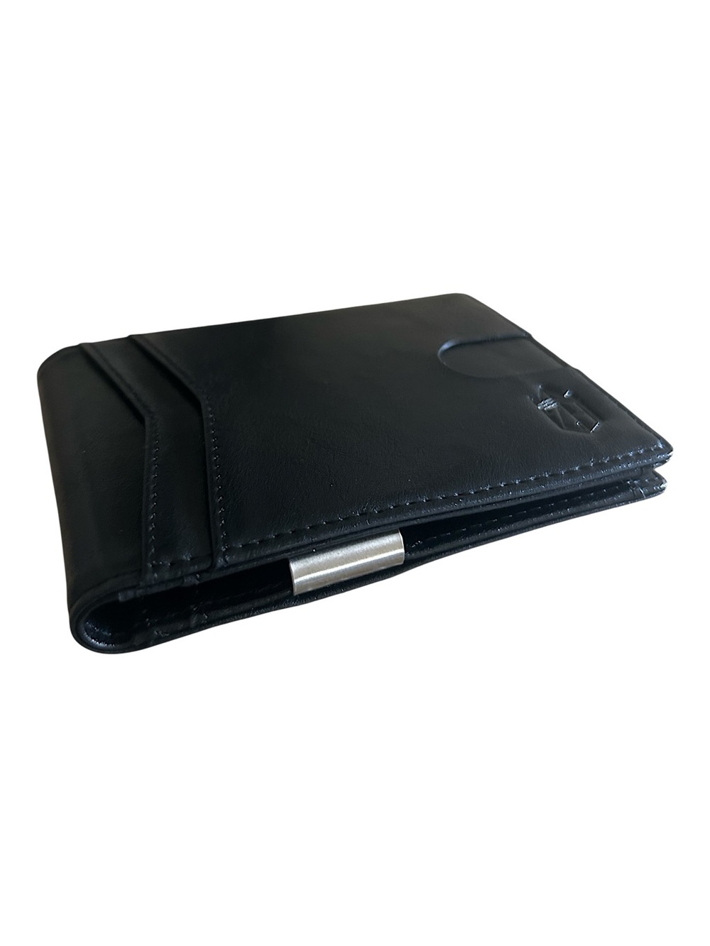 Slim Black Leather Money Clip Card Wallet - Minimal Men's Accessory